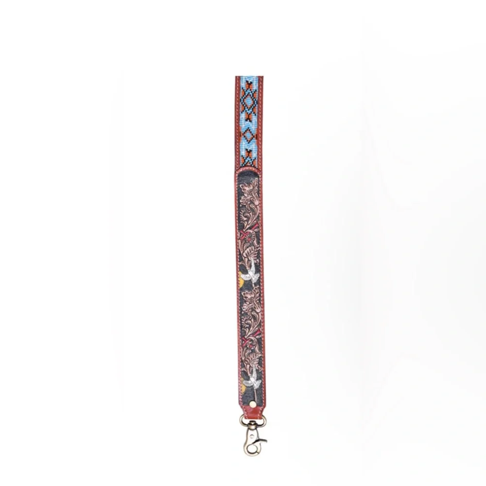 NWT Myra Bag Beaded & Leather Handcrafted Bag Strap with Beautiful Dove Tooling - Picture 2 of 7